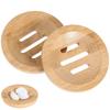 2 Pcs Bamboo Soap Box Eco Friendly Holder Stand Small Round Tray Drain Design Bathroom Kitchen Portable Soap Dish