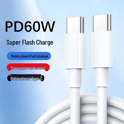 Кабель PD60W Super Flash Charge Dual Type-C для Apple, Huawei, Honor, Samsung, iPad, Xiaomi.