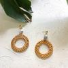 Earrings Gift Ear Geometric Stud Dangle Jewelry Women Woven Straw Rattan Wooden  Unique