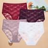 4 шт. женские кружевные трусики с высокой талией, сексуальное нижнее белье, прозрачные женские трусы, облегающие, больших размеров, брифы S-XXL
