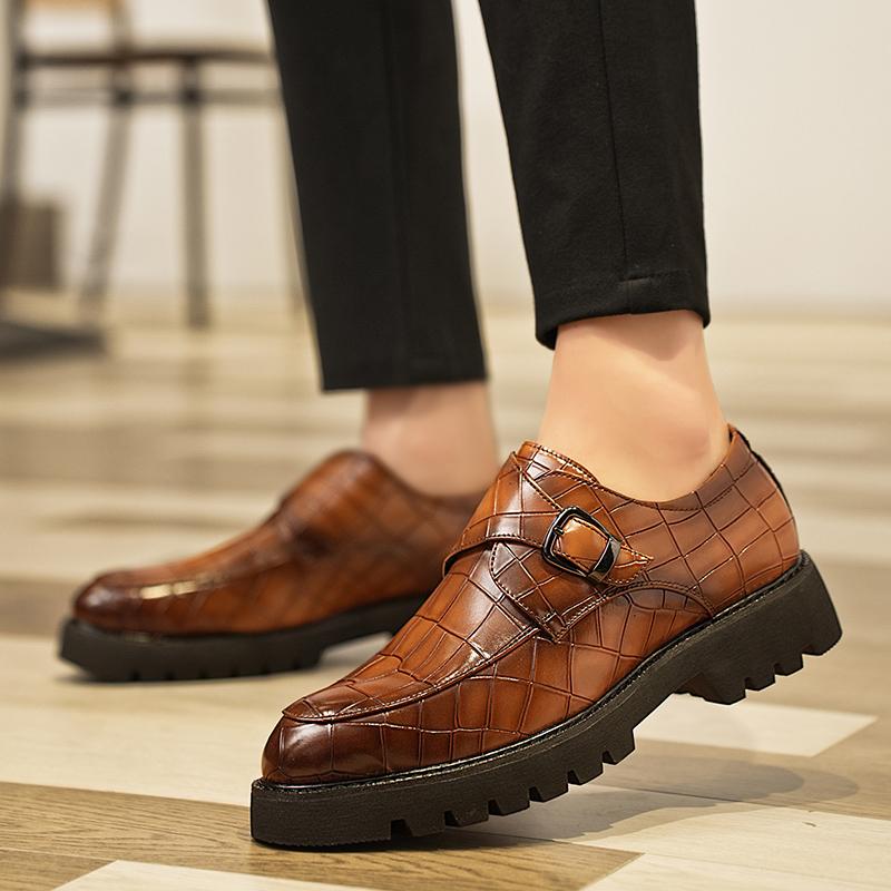 Модные мужские кожаные туфли на толстой подошве Модные британские туфли в стиле Ежедневно, для отдыха, для бизнеса, вечеринки, для офиса, свадьбы, для взрослых, ретро, коричневые туфли