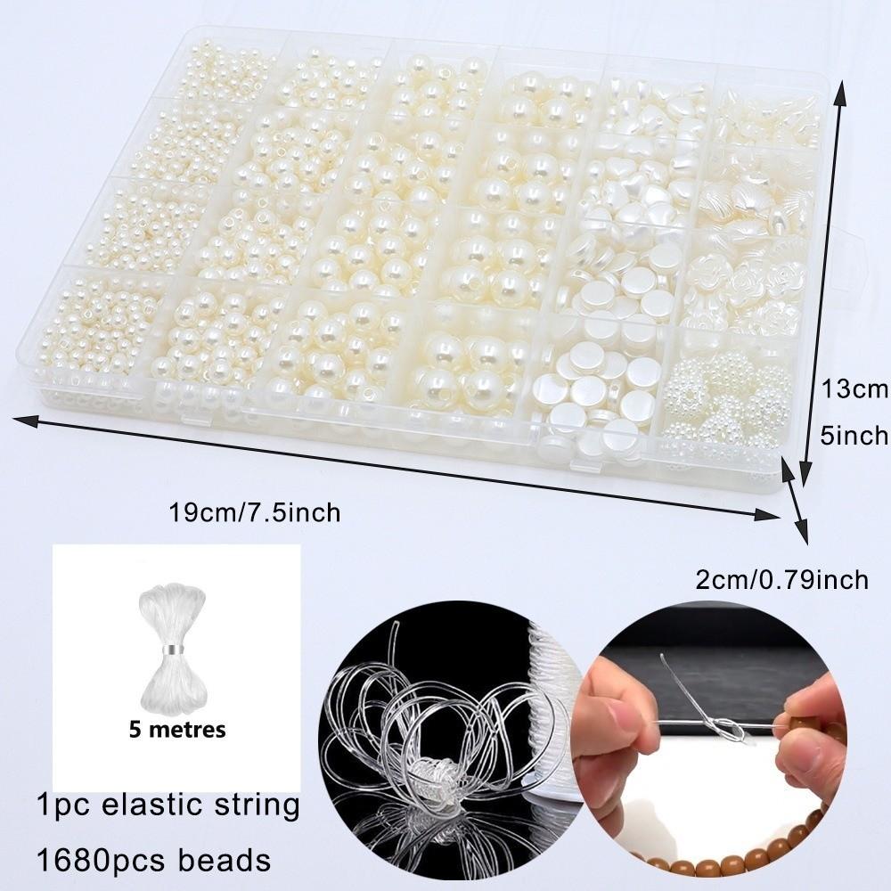 1890pcs 4/6/8/10/12mm Size DIY Bracelet Beads with Gold Beads Crafting Beads for Necklaces