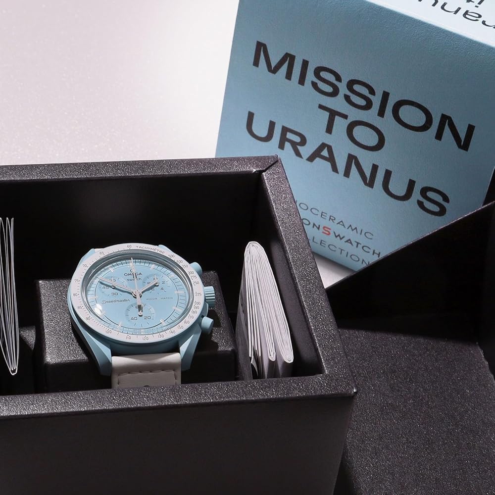 Часы Omega x Swatch Uranus, водонепроницаемые, унисекс, с упаковкой