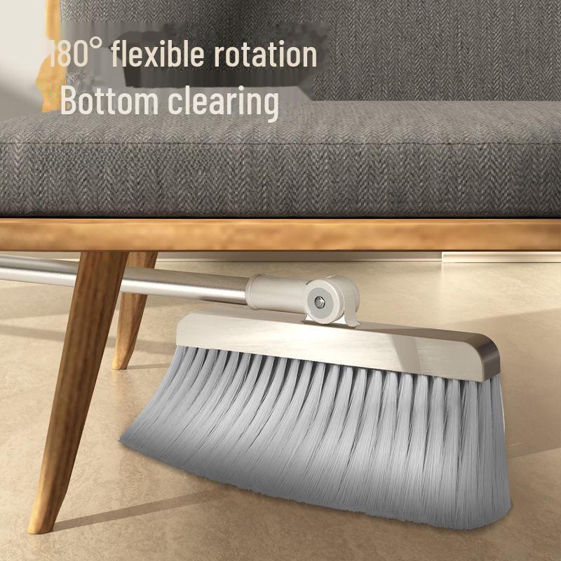 Folding Broom & Dustpan Set with Comb Teeth - Soft Bristle, Rotating Sweeper