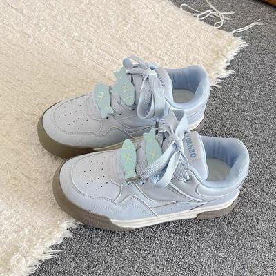 Платформенные белые туфли в кампусном стиле, универсальные студенческие повседневные кеды, женские новые весенне-осенние туфли-хлебушки