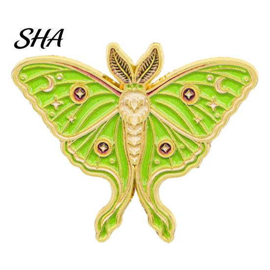 Men Women Jewelry Accessories Vintage Enamel Moth Brooch, Cartoon Insect Alloy Lapel Pin, Decorative Brooch Pin for Suit Dress Coat Scarf Artistic