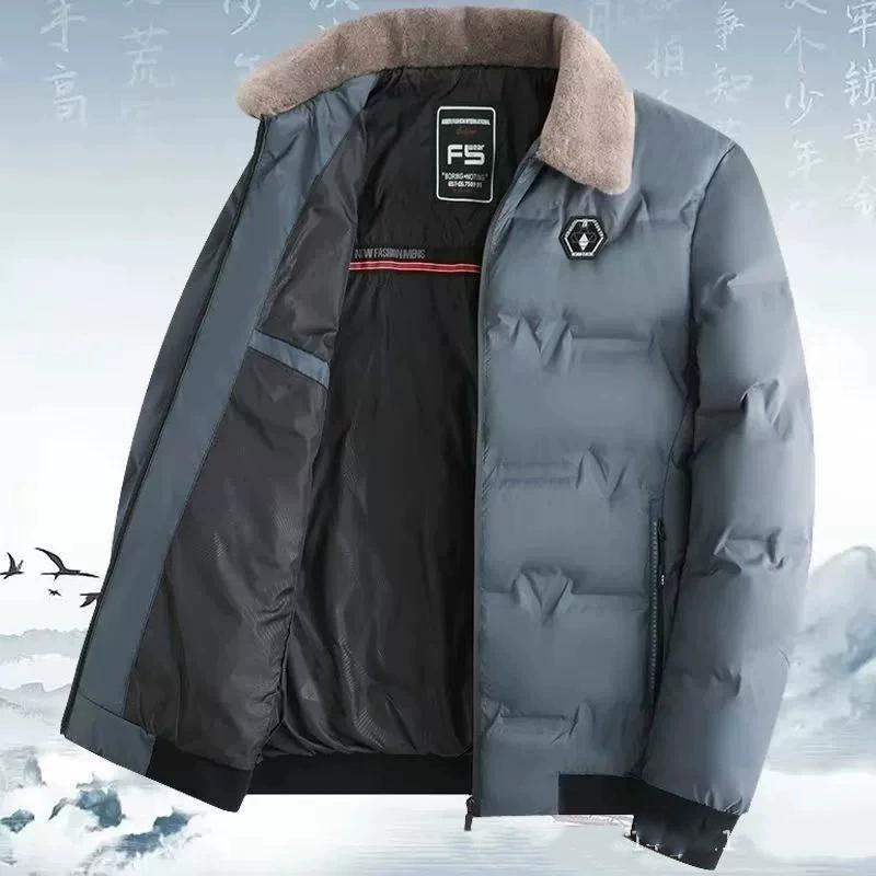 Men's Autumn and Winter Old Cotton-padded Jacket Men's Padded Wool Collar Winter Graphene Cotton-padded Clothes