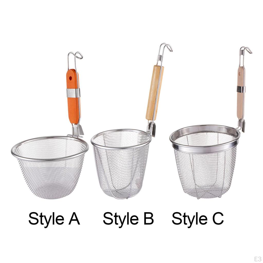 Deep Fry Basket Fine Sieve Pasta Noodle Strainer for Vegetable Rinsing