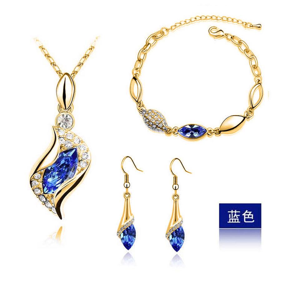 Новая Мода Кристальное Ожерелье Браслет Серьги Циркониевые Наборы для Женщин Conjuntos De Joyeria