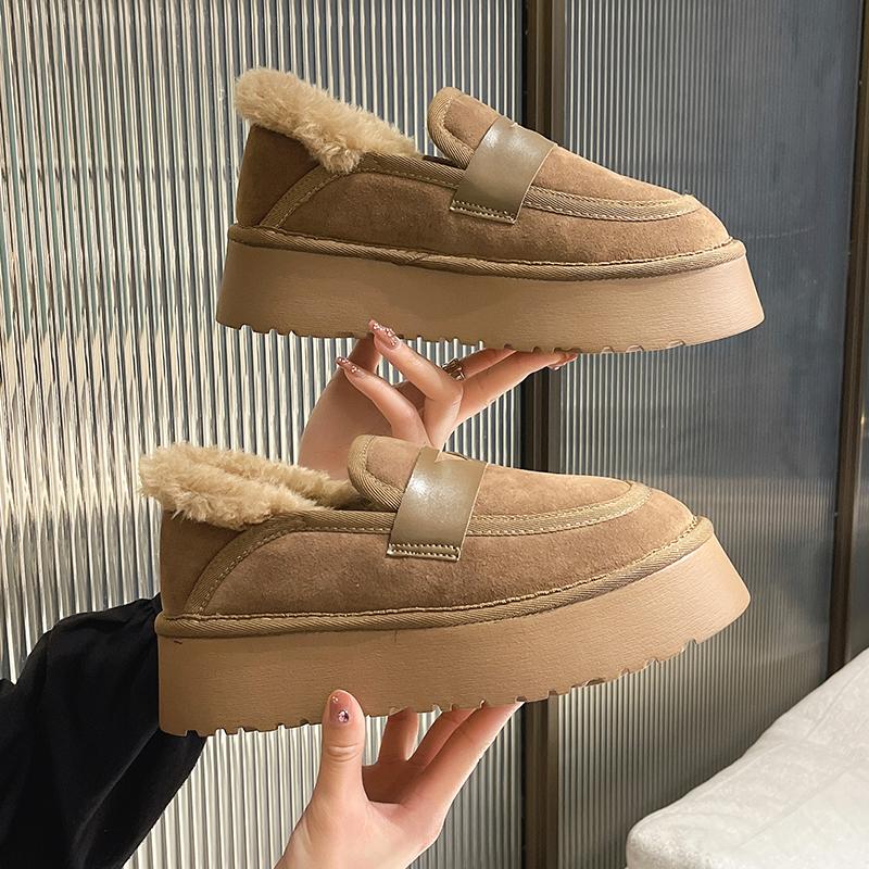 Женские зимние ботинки, ботинки на платформе, женские повседневные зимние ботильоны, женские кожаные ботинки без шнуровки