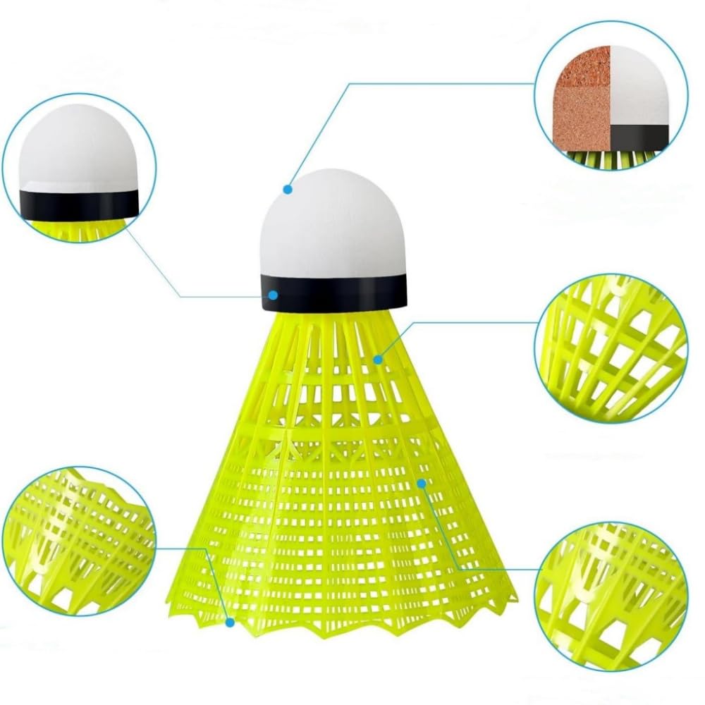 Pack of 12 Nylon Badminton Shuttlecocks for and Sports Equipment Practice, Lightweight, Durable, Indoor/Outdoor Use,