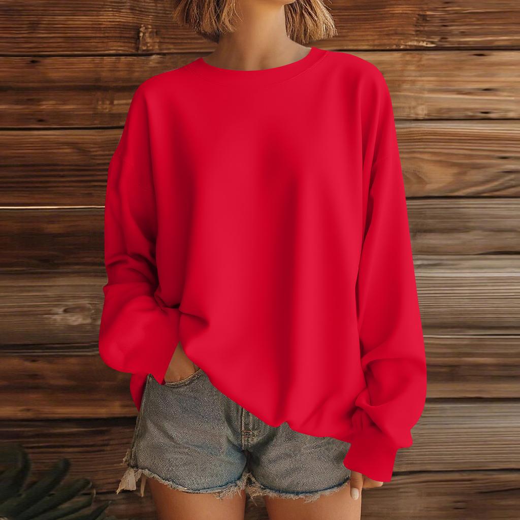 Women  Tops Women's Long Sleeve Sweatshirt Casual Crewneck Loose Fit Pollover Fleece Tops
