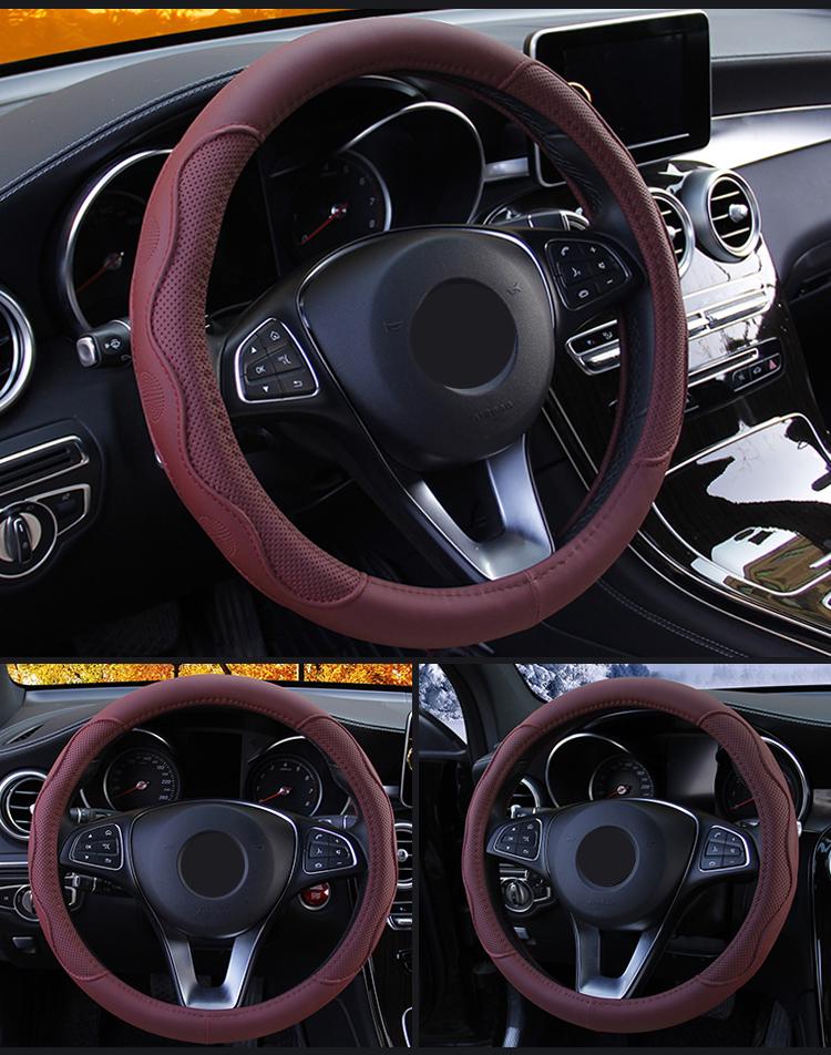 37-39 см чехол на руль автомобиля нескользящий чехол на руль автомобиля противоскользящий тисненый кожаный автомобильный стиль аксессуары для автомобиля