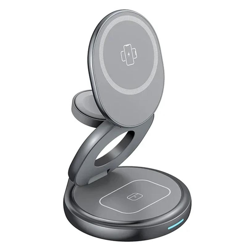 For Apple Watch/Airpods/Iphone Foldable 3-in-1 Magnetic Wireless Charging Stand with Rotatable Base