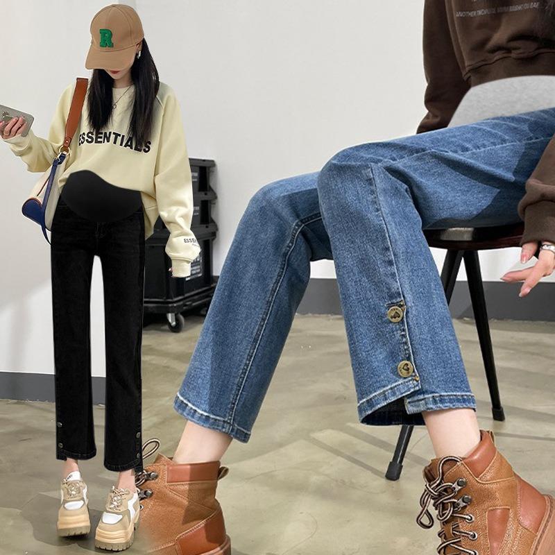 #Беременные женщины сигаретная трубка высокая эластичность джинсы персонализированная весна и осень верхняя одежда брюки для живота повседневный свободный модный мать