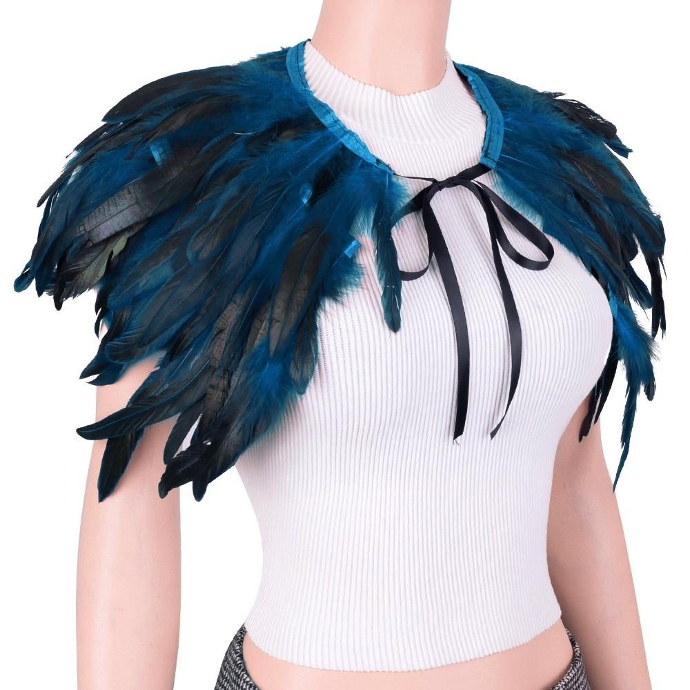 Luxury Feather Shawl Punk Shoulder Fake Collar Fashion Feather Shrug Shawl Women