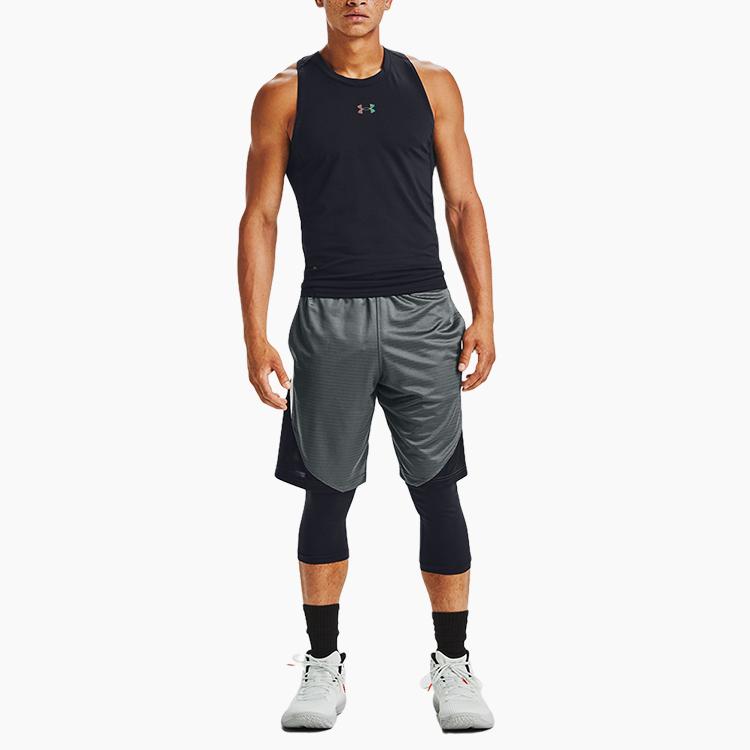 Under Armour Баскетбольные компрессионные брюки Rush для фитнеса длиной три четверти, мужские, черные 1356881-001