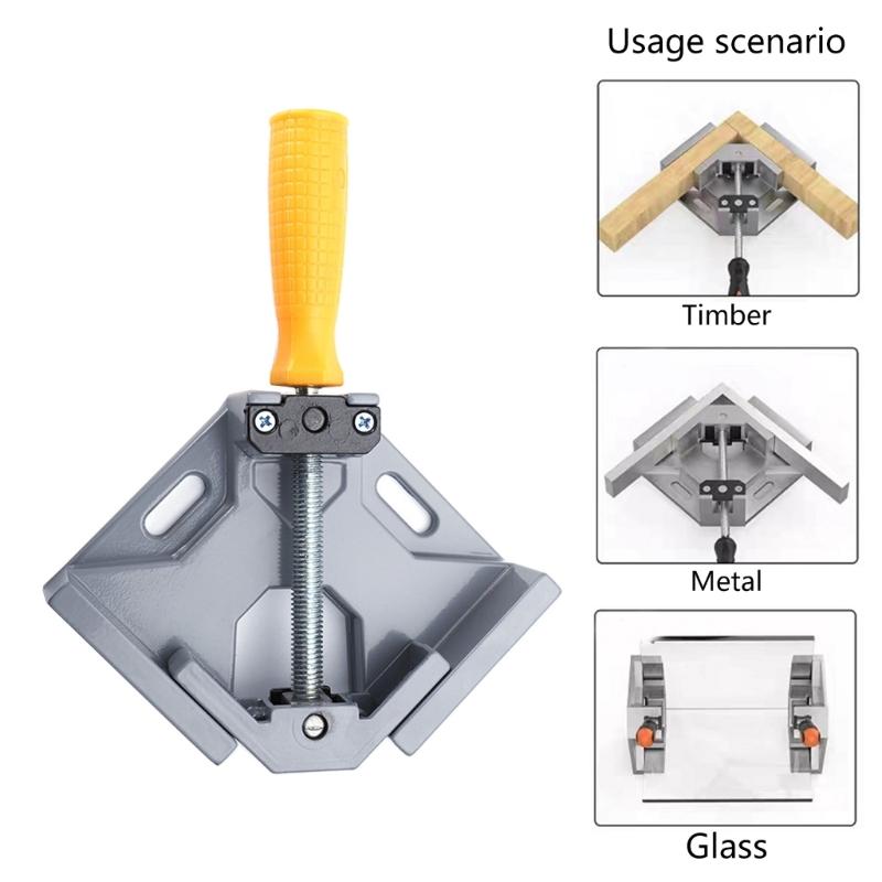 Easy To Use 90°Right Angle Clip for Woodworking Handcrafting Right Angle Clamp Reliable Steel Screw Comfortable Grip