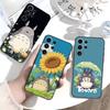 Мультяшный E-Totoro-ES Чехол для телефона Samsung S26,S25,S24,S23,S22,S30,S21,Ultra,Plus,FE 5G Черный Мягкий Чехол