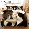 Пододеяльник Забавный милый Pograph Cats Постельное белье Комплект Модный Пододеяльник Наволочка Спальня Черный Кот Покрывала Постельный комплект Для Детей