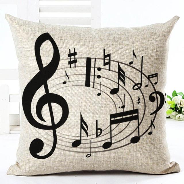 Retro Note Cushion Cover Cotton Linen Creative Vintage Musical Notes Decorative Pillowcase Piano Pillow Case For Sofa Cover Zt62