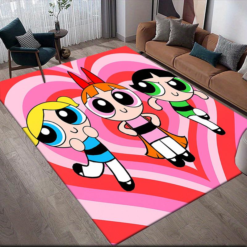 The Powerpuff Girls Poster Square Area Rug, Non-Slip Floor Mat for Bedroom, Perfect Gift for Fans.chl