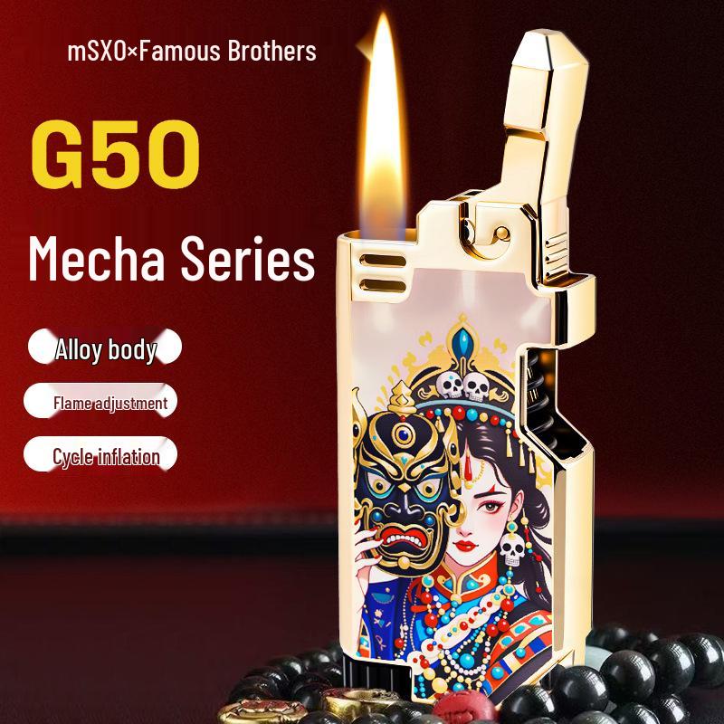 Creative Retro Flint God of Wealth Lighter with Color Print