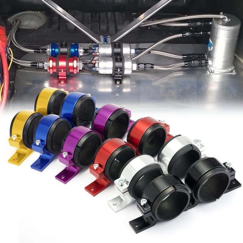 Aluminum Car Dual Twin Fuel Pump Mount Bracket 60MM & Fuel Filter Clamp Mounting Bracket Holder 60mm Cradle For Car Modified