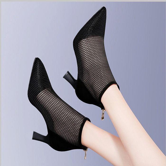 Летние прозрачные блочные каблуки для женщин, массивные босоножки, туфли для вечеринок, средний каблук, роскошные женские сандалии 2024 года, черные, элегантные, ортопедические