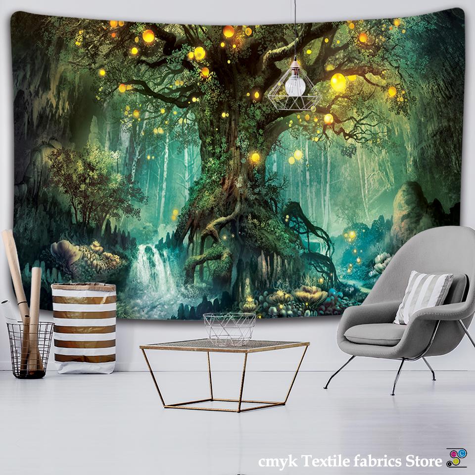 Christmas Tree Home Decor Tapestry Christmas Wall Hanging Scene Living Room Room Wall Decor Backdrop Cloth Tapestry