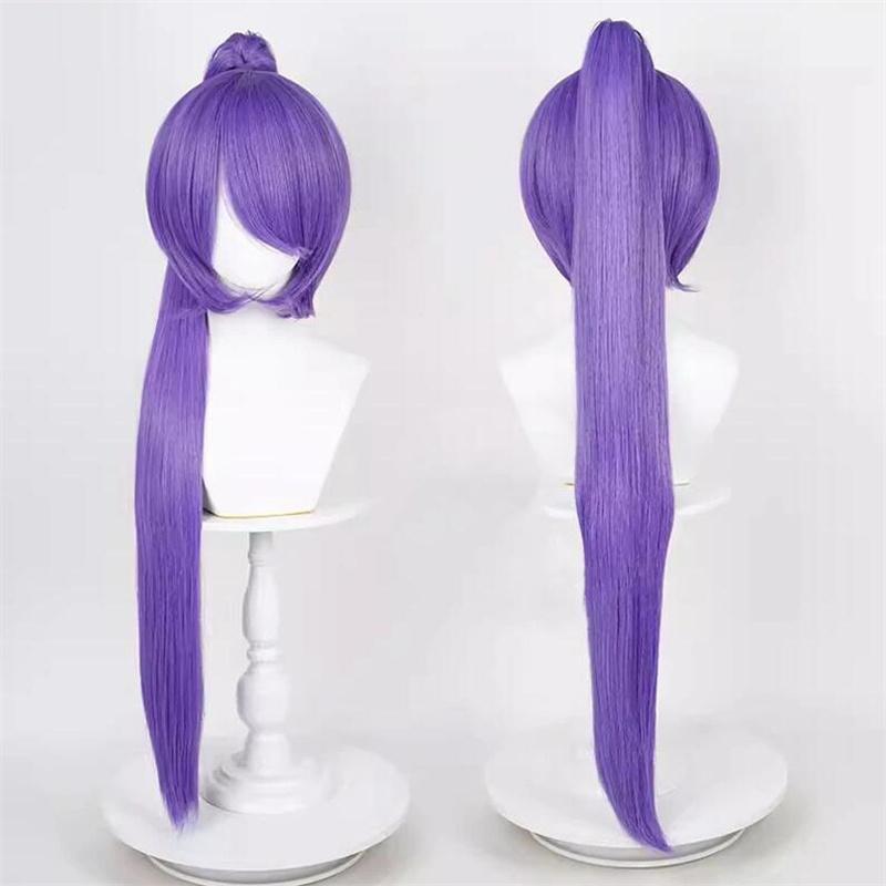 90 см длинный прямой парик для косплея с хвостиком, аниме, короткий базовый парик, универсальные многоцветные термостойкие синтетические волосы, парики + шапочка для парика