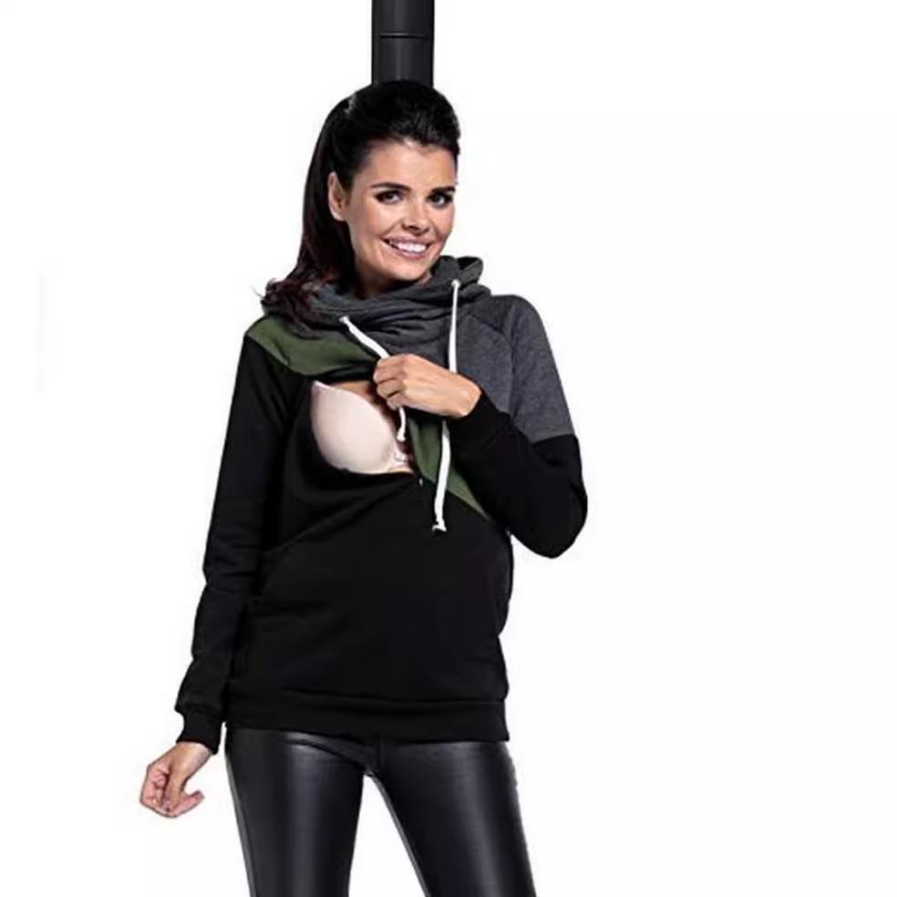 2025wish Многофункциональная куртка-толстовка с длинным рукавом и лоскутным дизайном для кормления