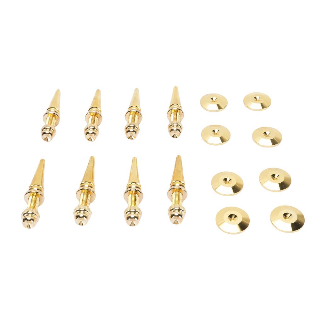 8Pcs Speaker Spikes Copper Shockproof Isolation Foot Set with Base Pad Adjustable Height for Subwoofer Turntable