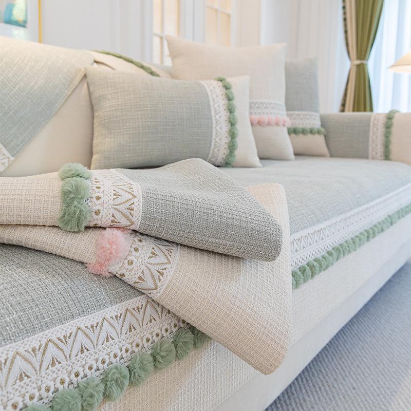 Light French Cream Wind Sofa Cushion  New Four Seasons Universal Non-Slip Cushion Chenier Sofa Cover Cover