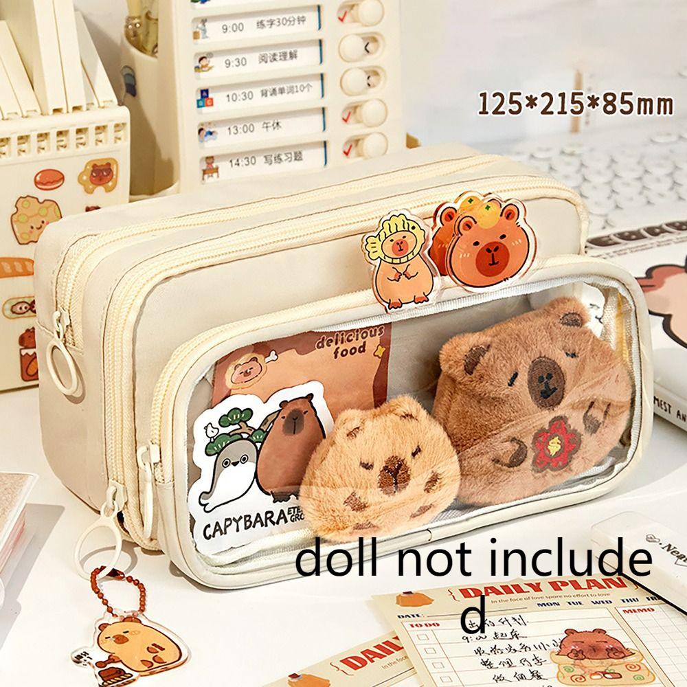 Detachable Pencil Case Capybara Stationery Storage Pouch Pen Bag for Office School Supplies