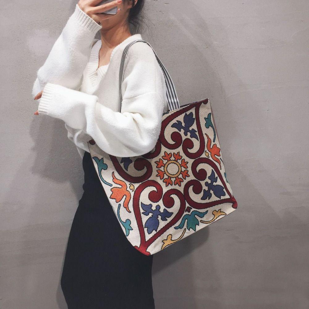 Сумка из ткани с вышивкой в виде цветка, бабочки, животного, сумка через плечо, модная сумка в этническом стиле для девочек