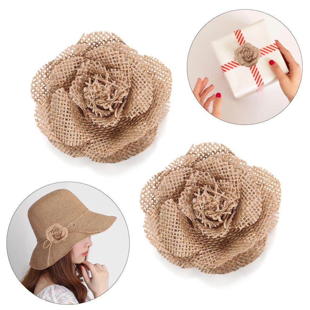 Party Supplies Rose Heads Handmade Flowers Natural Hessian Jute Burlap Retro Wedding Decoration