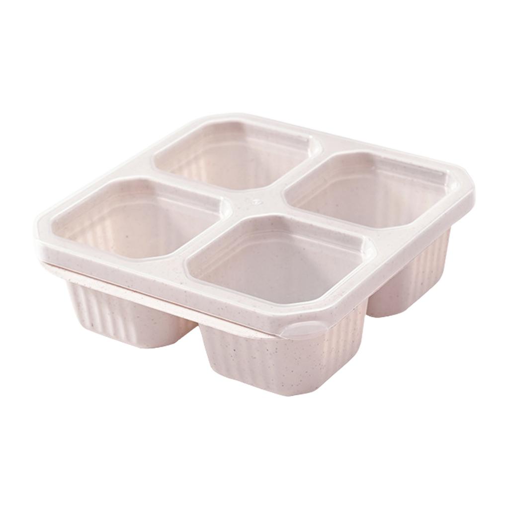 Bento Snack Box, 4 Compartment Food Storage Container Straw Meal Prep Lunch Box Plastic Food Storage Containers, Microwave And Dishwasher Safe