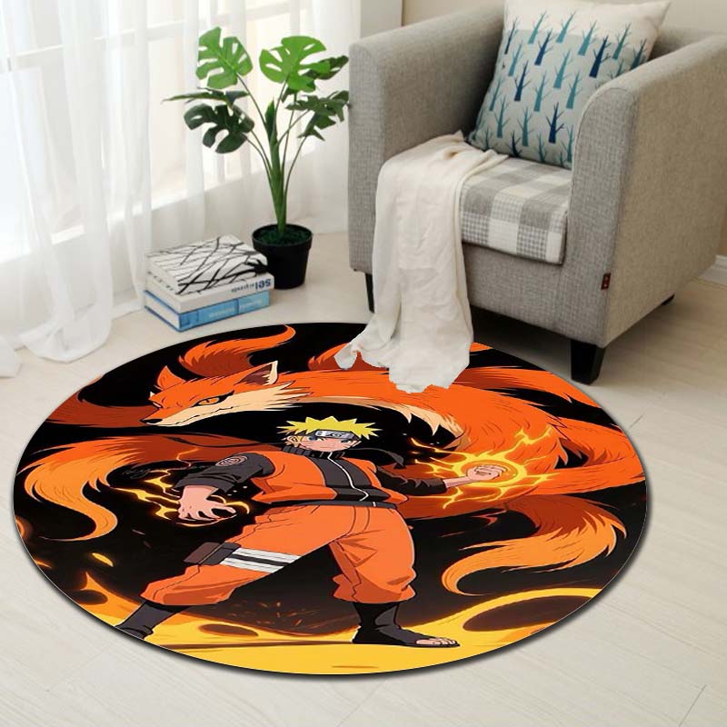Naruto Uzumaki Akatsuki  Printed Round Rug Soft  Anti-Slip Carpet  for Home Bedroom Living Room Gaming Room Dorm Decor
