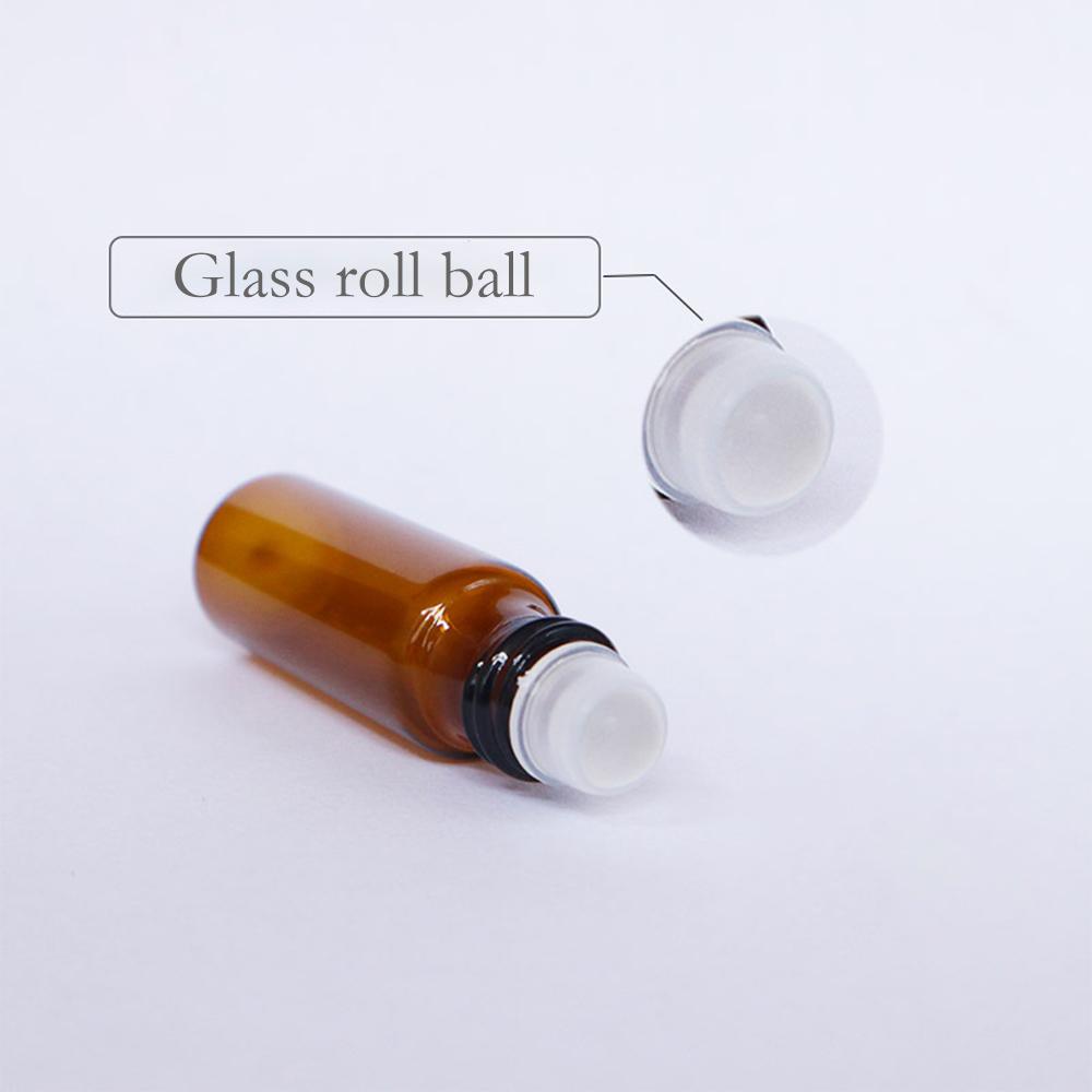 20pcs/50pcs/100pcs Amber Glass Roll on Bottle with Glass and Metal Ball Brown Thin Glass Roller Essential Oil Vials