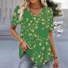 Women's T-shirt Fashion Summer Floral Printed V-neck Short Sleeve T-Shirt Casual Loose Streetwear Color Blouse Top Plus Size