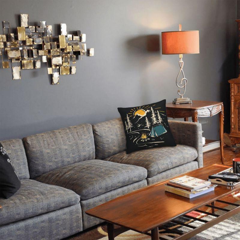 Кемпинг Пеший туризм Горы Природа Река Наволочка Мягкая Приключение Кемпер Декоративная наволочка для дивана Квадратная наволочка Домашняя декоративная