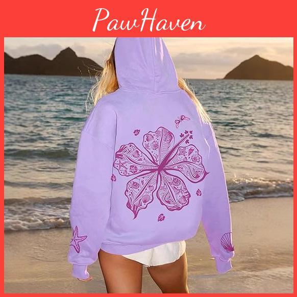 Teen Oversized Floral Y2k Ocean Hoodie Casual Plus Size Sweatshirt
