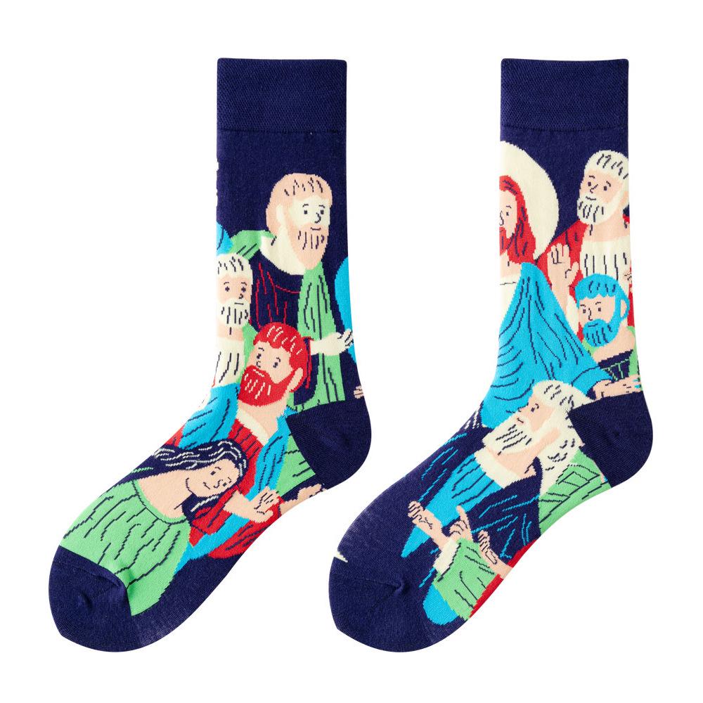 Asymmetric Colorful Christmas Cotton Socks for Couples