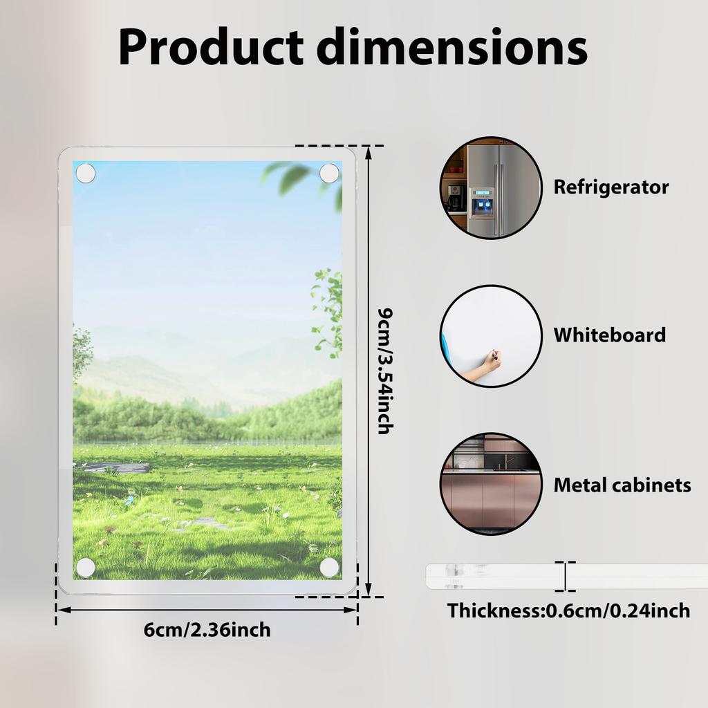 10 шт. Акриловая магнитная рамка Прозрачный магнит на холодильник, Двусторонняя фоторамка Магнит на холодильник Рамка для фотографий для моментальной камеры