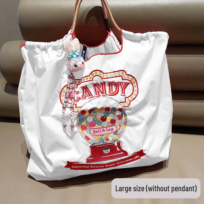 «Экологичная японская нейлоновая холщовая сумка для покупок с вышитыми цветами»