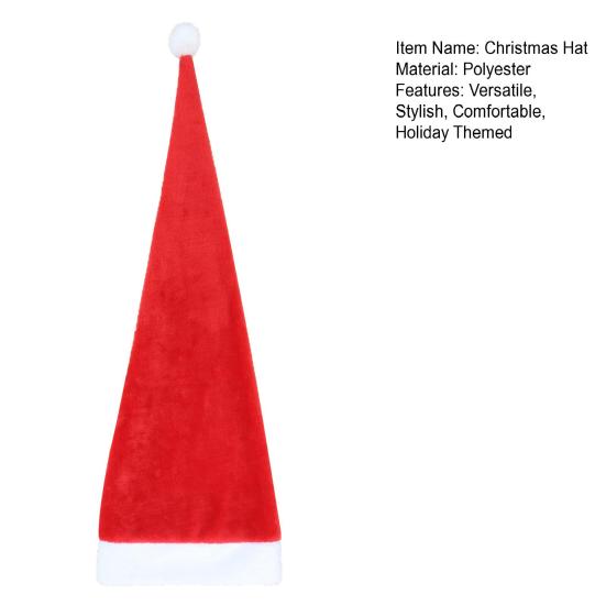 Long Christmas Santa Hat for Adults Plush Xmas Claus Hats with