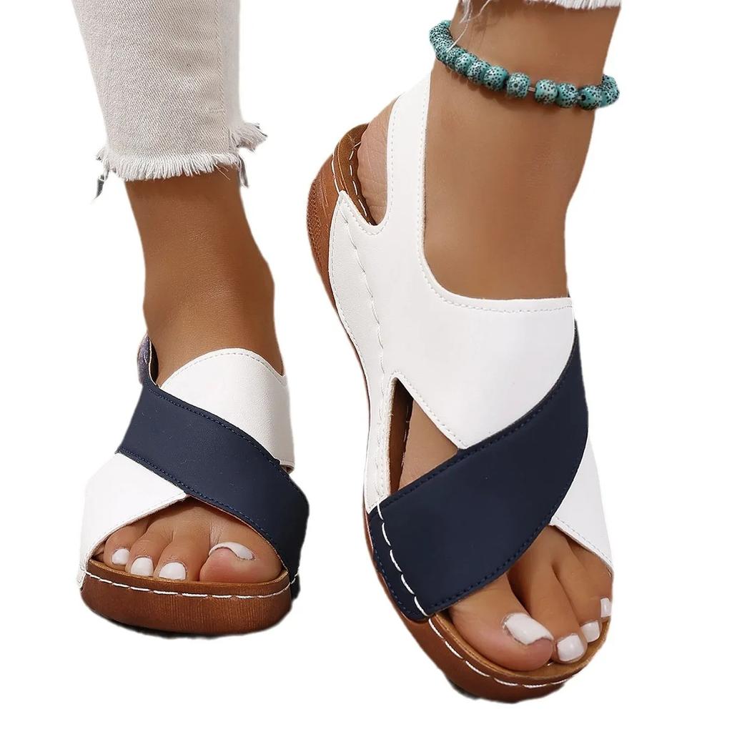 Женские босоножки с открытым носком, босоножки на танкетке, летняя обувь для женщин, Sandalias Mujer, элегантная женская обувь, большой размер 43