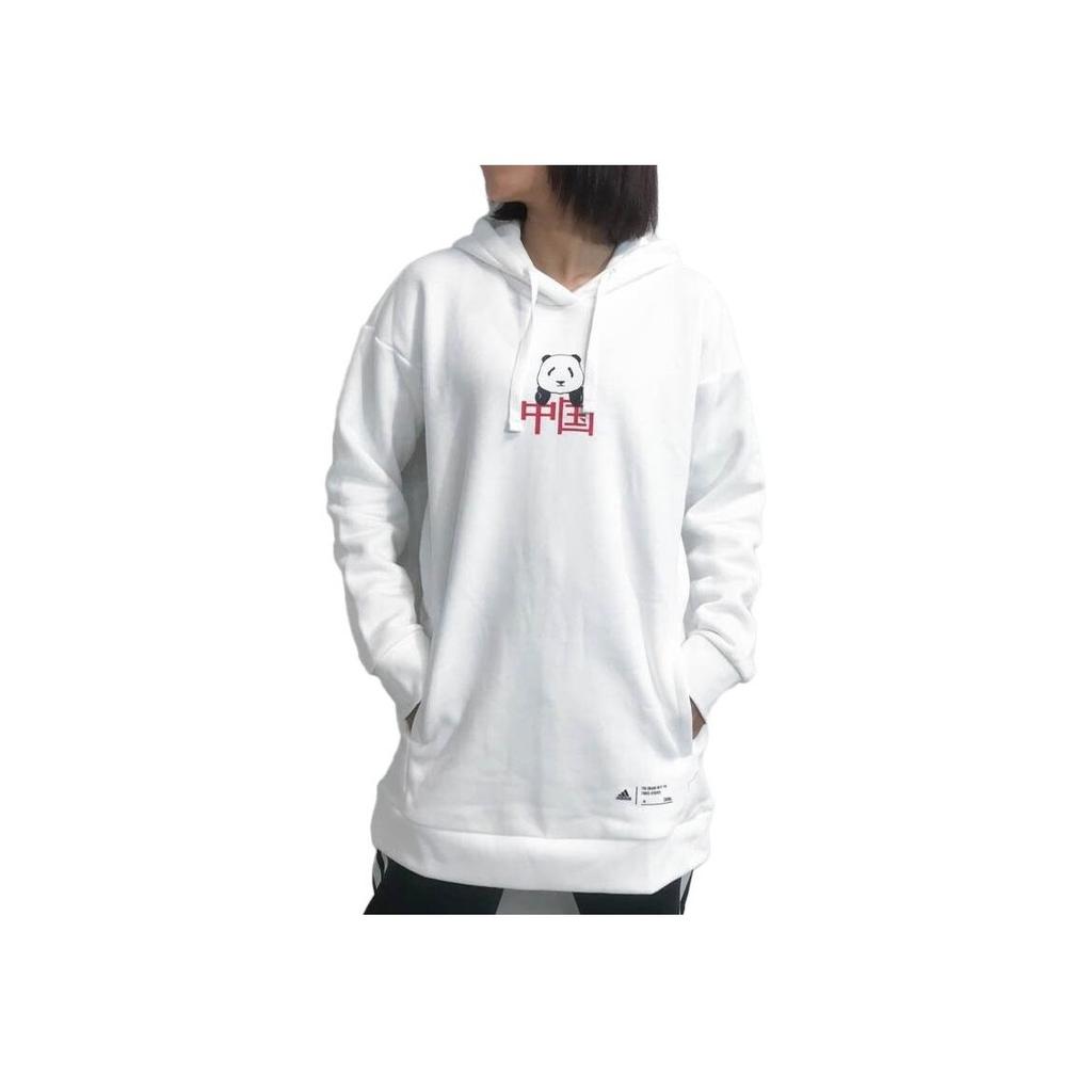 Adidas Fleece-Lined Thick Warm Pullover Hoodie with Long Sleeves Women Hoodie White GH7806