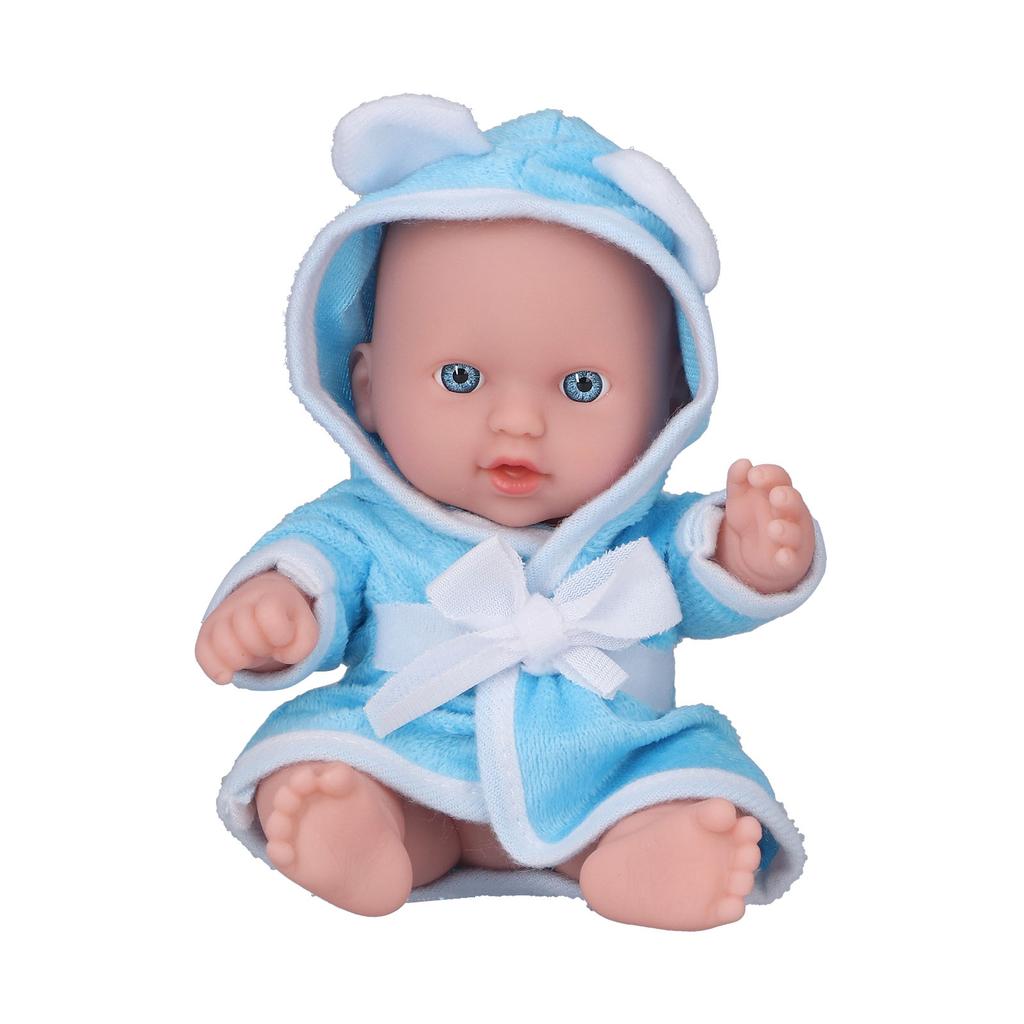 Soft Body Baby Doll Lifelike Newborn Baby Doll Simulation Reborn Baby Doll 8 InchesBlue Gown